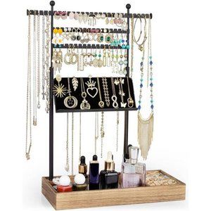Jewelry Organizer, Jewelry Stand with Necklace Display Holder 3 Tier Organizer